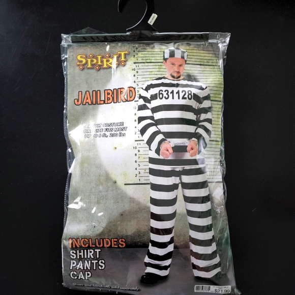 Spirit Other Mens Jailbird Halloween Costume Black And White